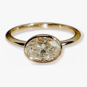 Gold Plated East West Ring with 2ct Oval Gemstone